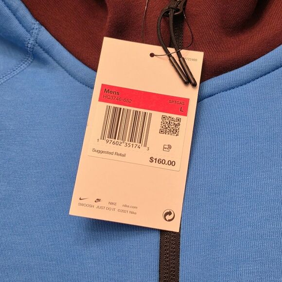 Nike Tech Fleece Windrunner Hoodie Burgundy Crush Photo Blue HQ3746-652 Men's L - Picture 3 of 3